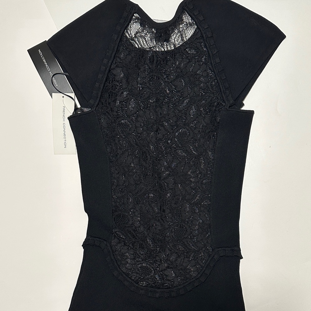 NWT French Connection Black Lace Detail Dress size 0